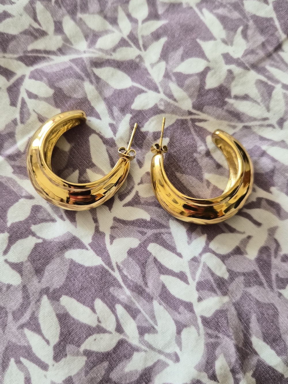 Gold Plated Chunky Hoop Earrings - Women's Fashion Jewelry